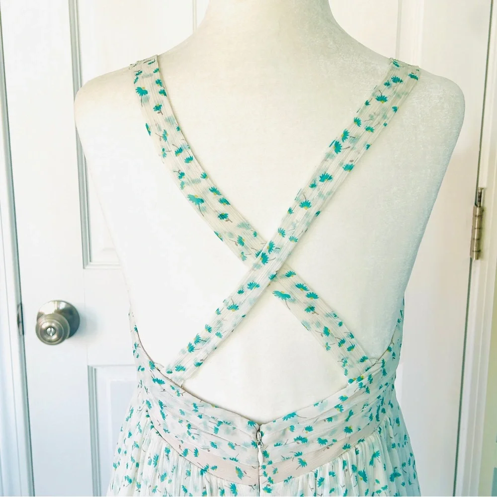 J. Crew Silk Chiffon Floral Trellis High Low Maxi Dress (size 8)